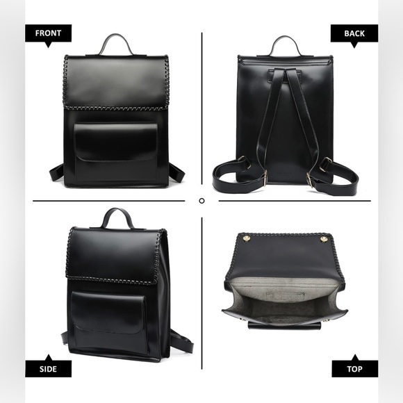 Black Vintage Braided Backpack by LikeDreams NWT Vegan Leather - Picture 4 of 11